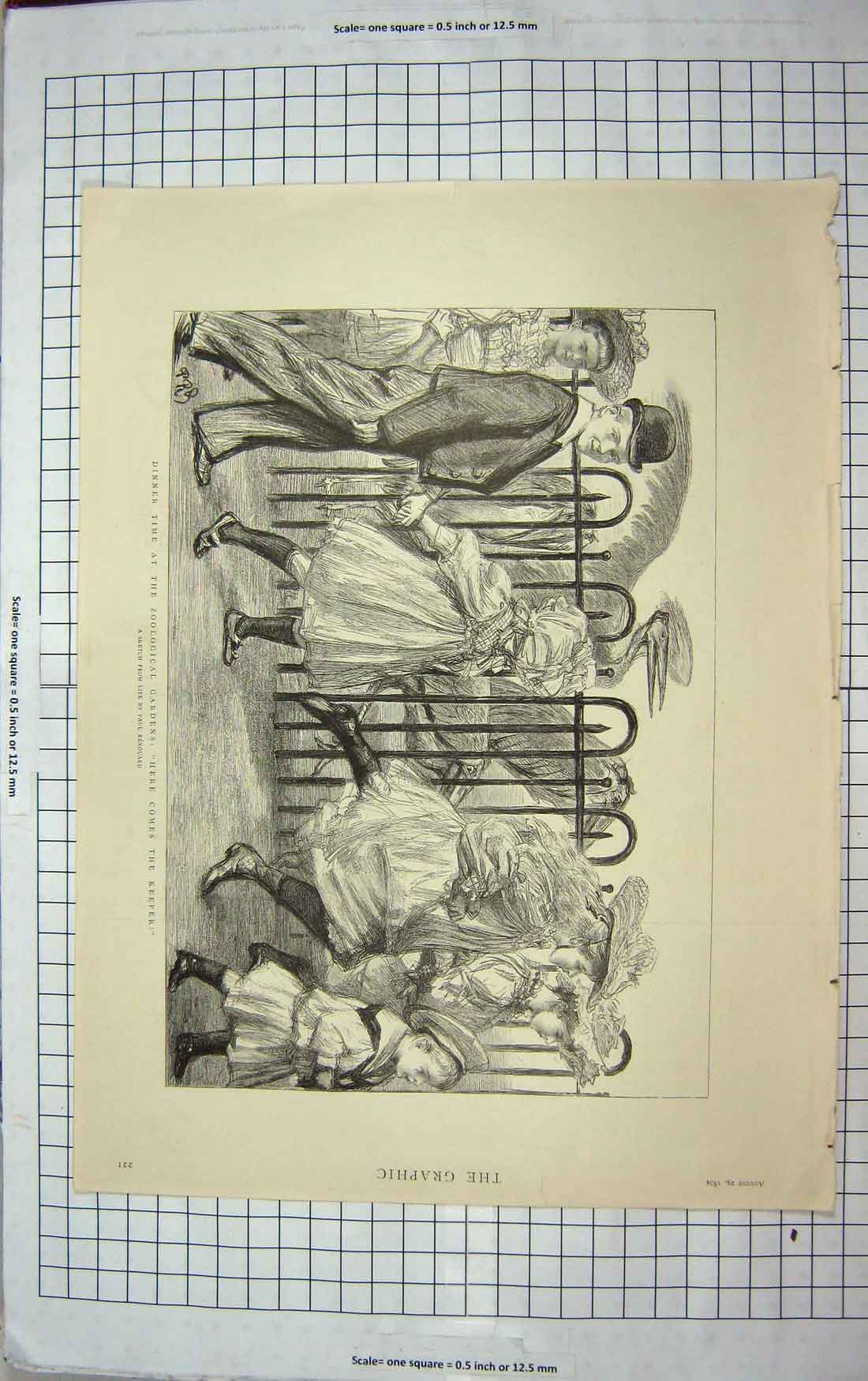 Old Antique Print 1894 Zoological Gardens Feeding Time Children Renouard 19th