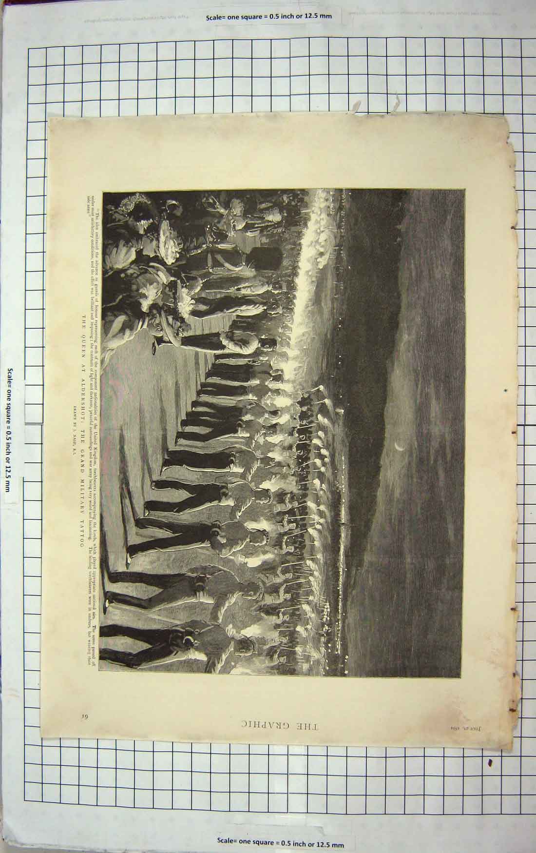 Original Old Antique Print 1894 Queen Aldershot Grand Military Tattoo War Siers