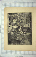 Original Old Antique Print 1870 Ernteball Harvest Festival Germany Dancing Art