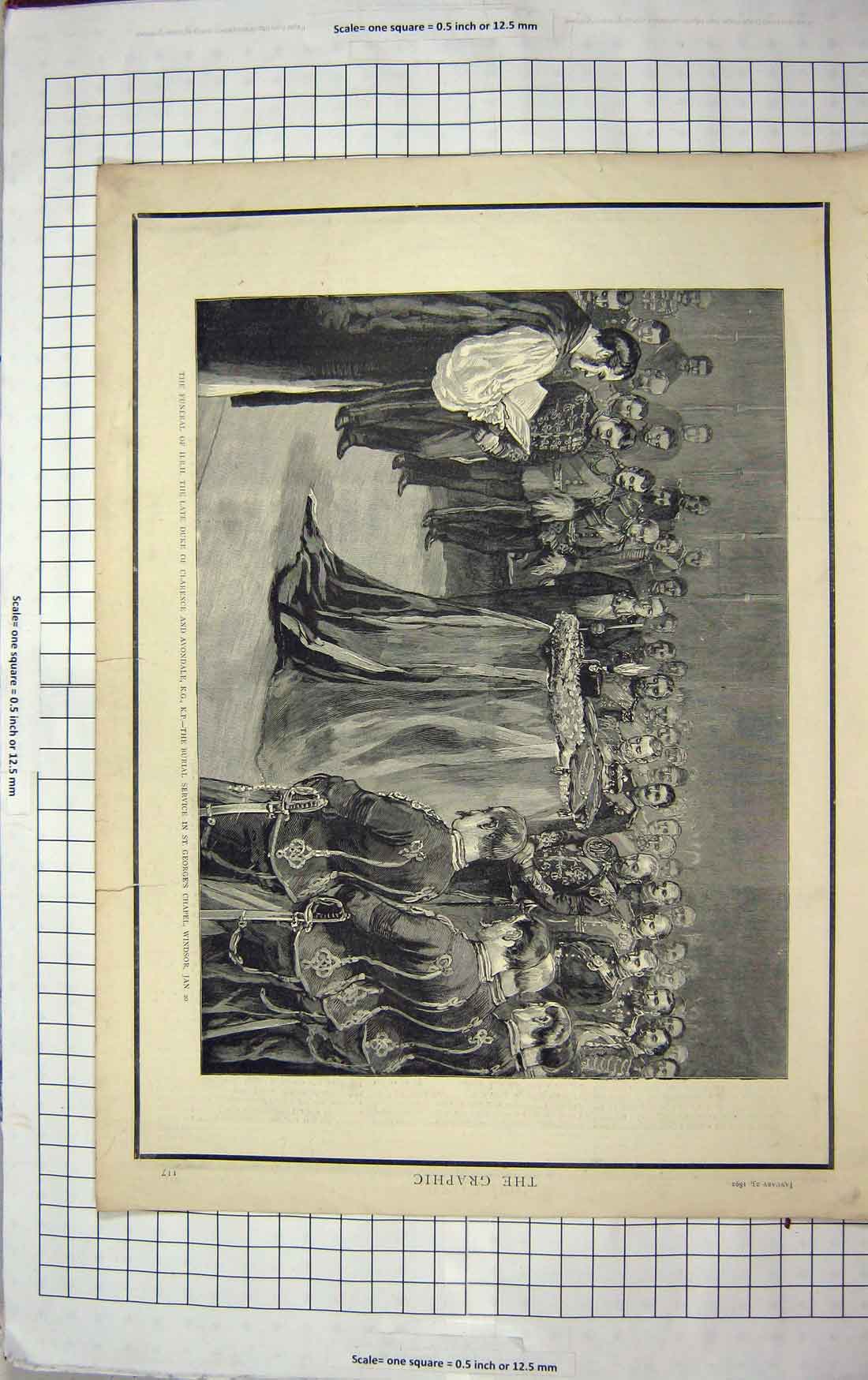 Original Old Antique Print 1892 Funeral Duke Clarence Avondale Chapel Windsor