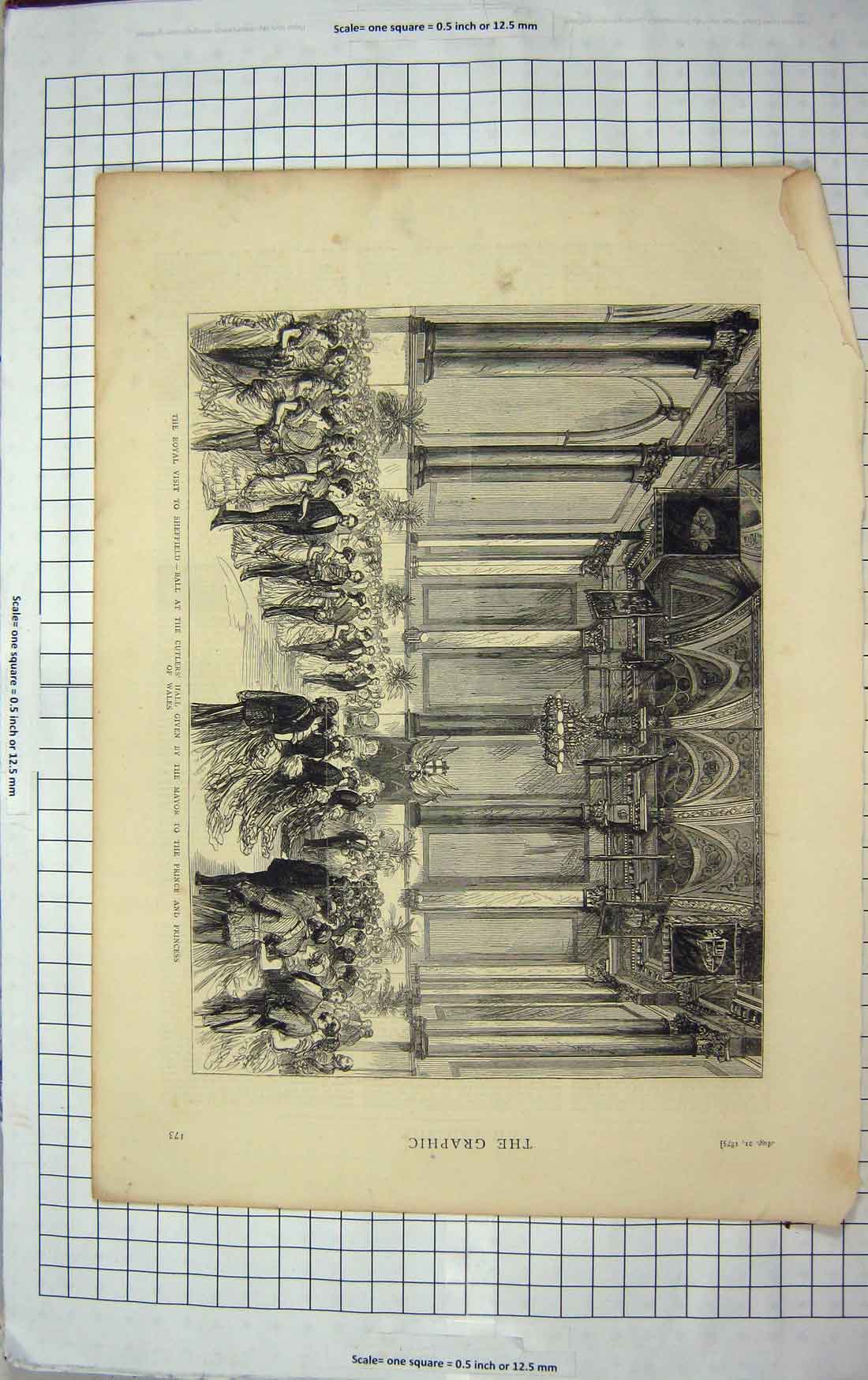 Original Old Antique Print 1875 Ball Cutler'S Hall Mayor Prince Wales Sheffield