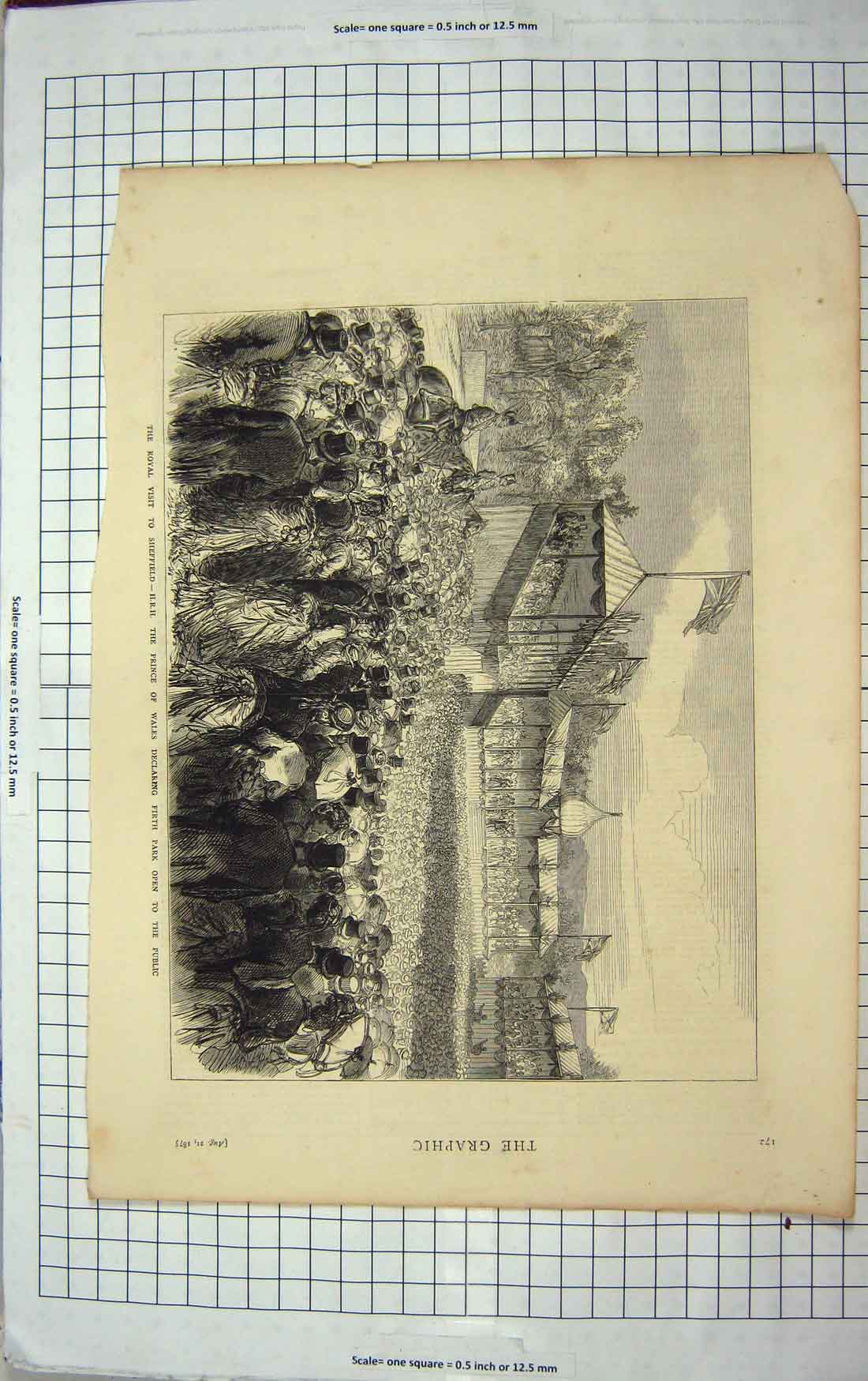 Original Old Antique Print 1875 Royal Visit Sheffield Prince Wales Firth Park