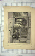 Original Old Antique Print 1873 Yeames Fine Art Lady Man Romance House Gate