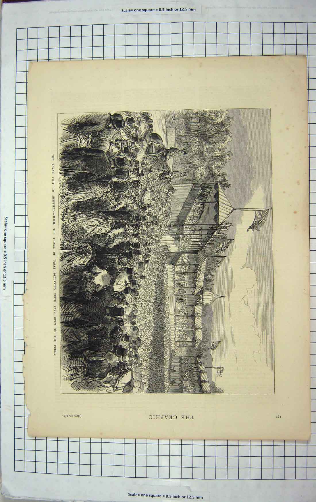Antique Old Print Ref.935 1875 Royal Visit Sheffield Prince Wales Firth Park