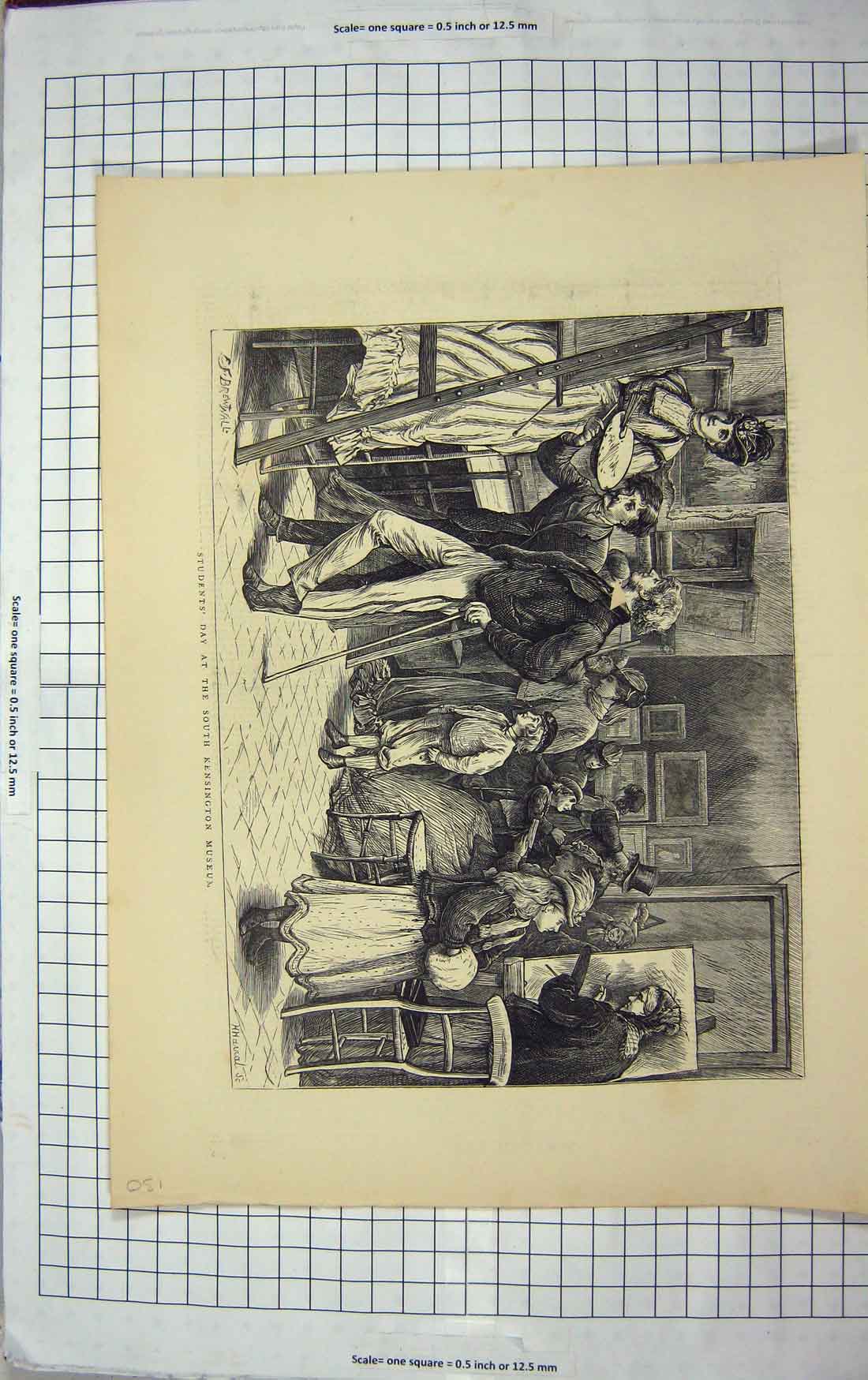 Old Antique Print 1871 Student'S Day South Kensington Museum Art Painting 19th