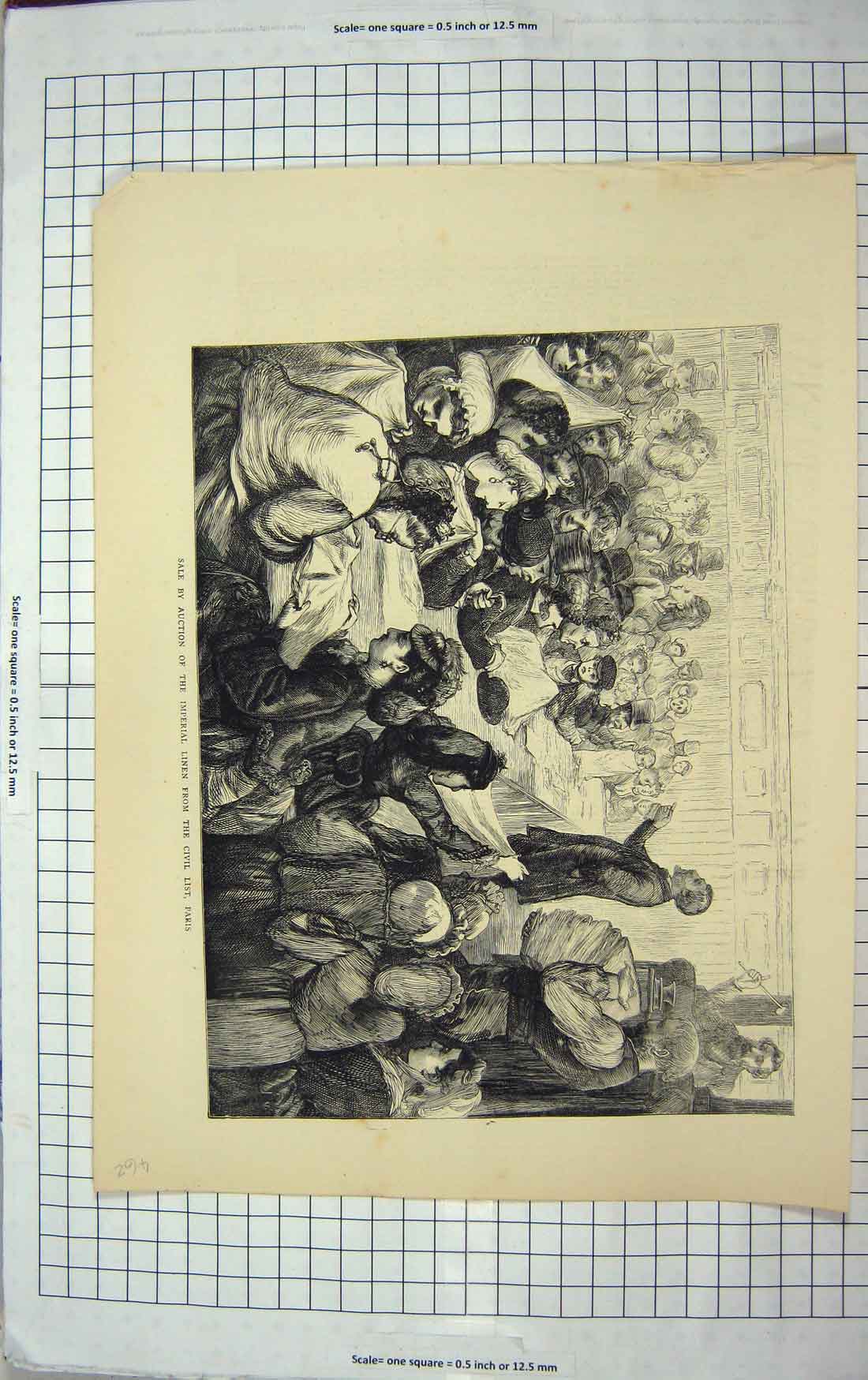 Old Antique Print *3723 1871 Auction Sale Imperial Linen Civil List Paris