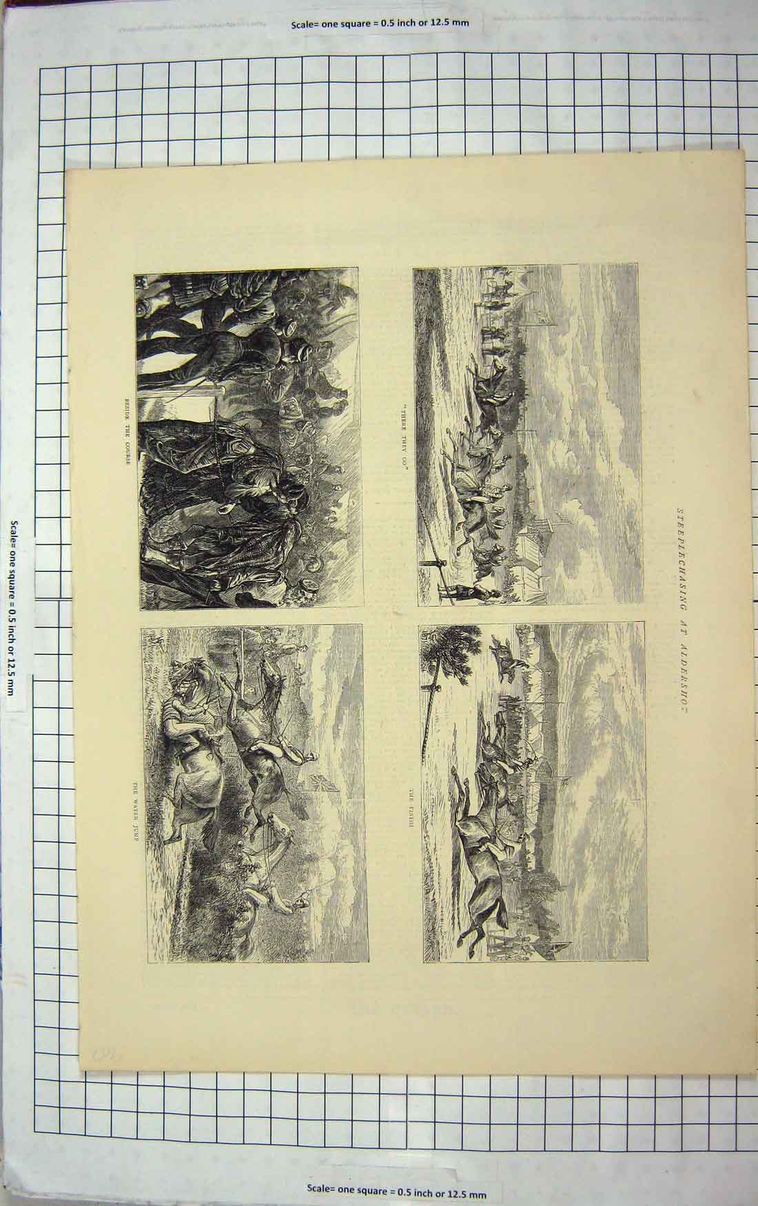 Old Antique Print *3725 1871 Steeplechasing Aldershot Horse Racing Sport