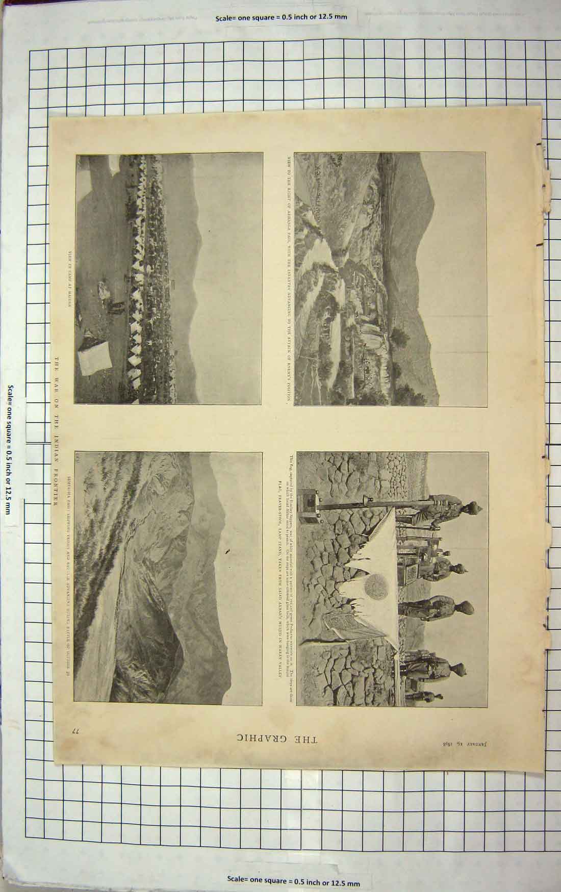 Old Antique Print 1898 Arghanga Pass War Indian Frontier Sempagha Musjid 19th