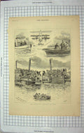 Original Old Antique Print 1883 Oxford Cambridge Boat Race Verona Juliet Romeo