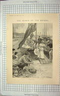 Old Antique Print 1898 Yachting Cannes France Riviera Albert Edward Pier 19th