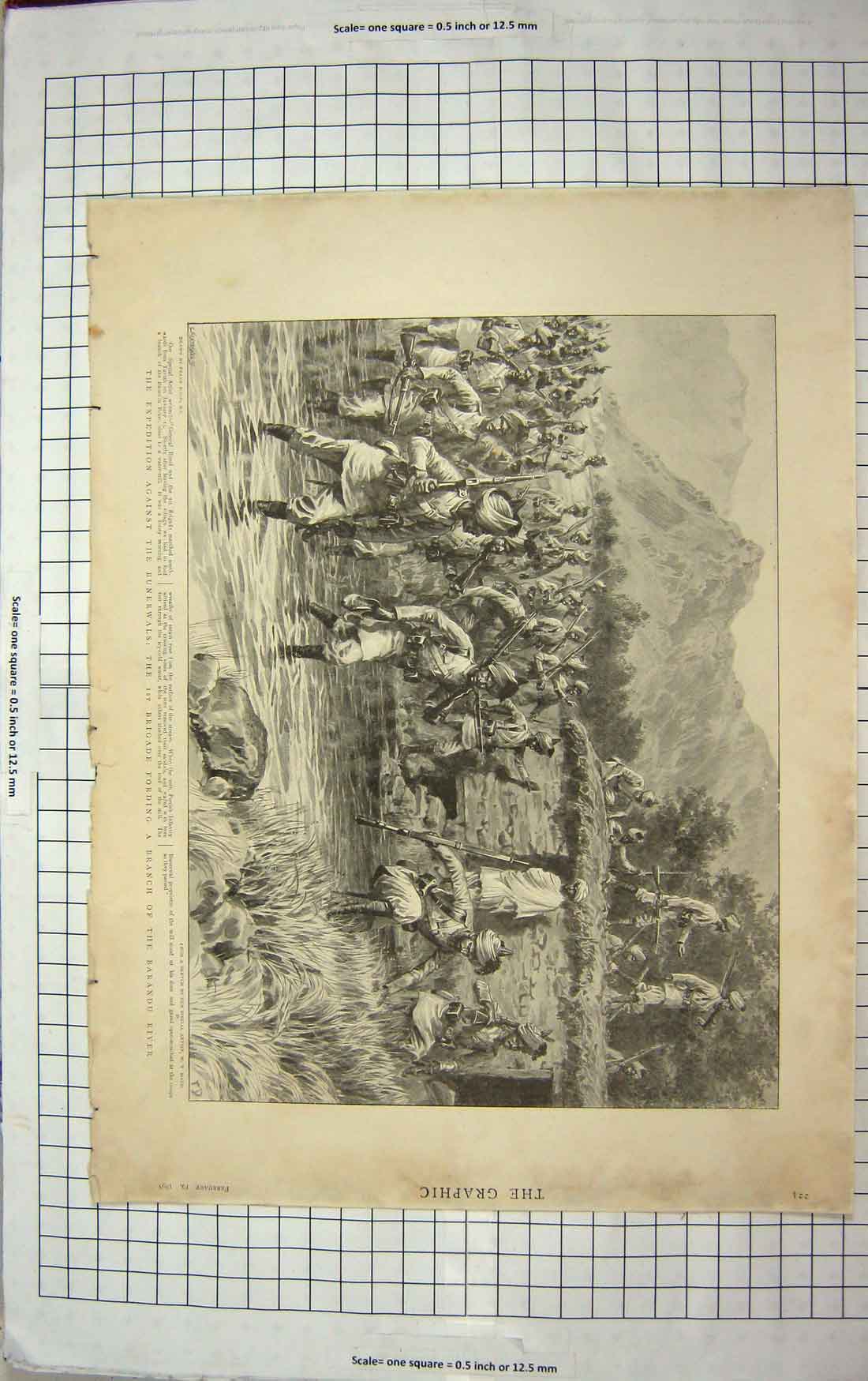 Original Old Antique Print 1898 Bunerwals Barandu River Figure Skating Palace
