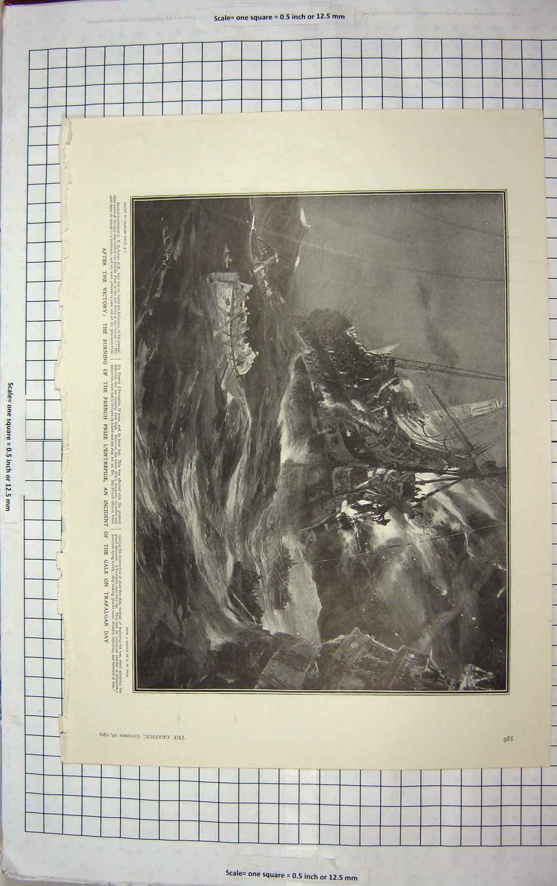 Antique Old Print 1905 Fire French Ship L'Entrepide Discovery Voyage Huts 20th