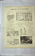 Old Antique Print 1891 Comedy Royal Naval Exhibition Ship Guns John Bull 19th