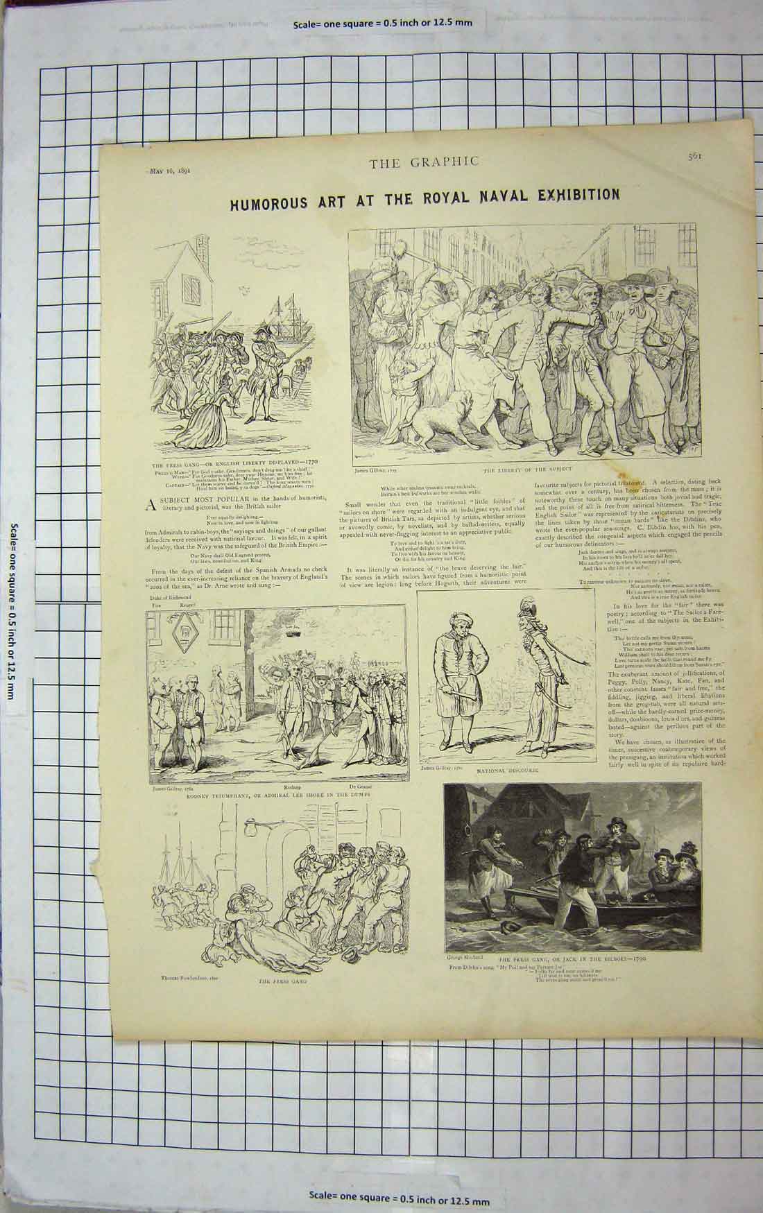 Old Antique Print 1891 Comedy Royal Naval Exhibition Ship Guns John Bull 19th