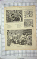 Original Old Antique Print 1891 Sailors Ship Cabin Port Admiral Navy Admiralty