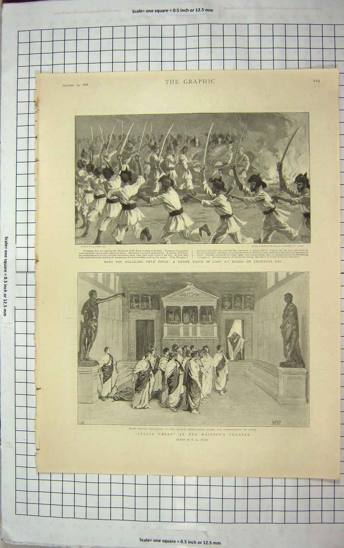Antique Old Print 1898 Julius Caesar Majesty Theatre Komda Gregory Smythe 19th