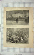 Original Old Antique Print 1898 School Children Guildhall Chatsworth Esterhazy