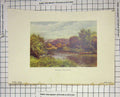 Original Old Antique Print Colour View Pink Hill Weir Stream Landscape