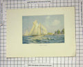 Original Old Antique Print Colour View Cowes Summer Regatta Sailing