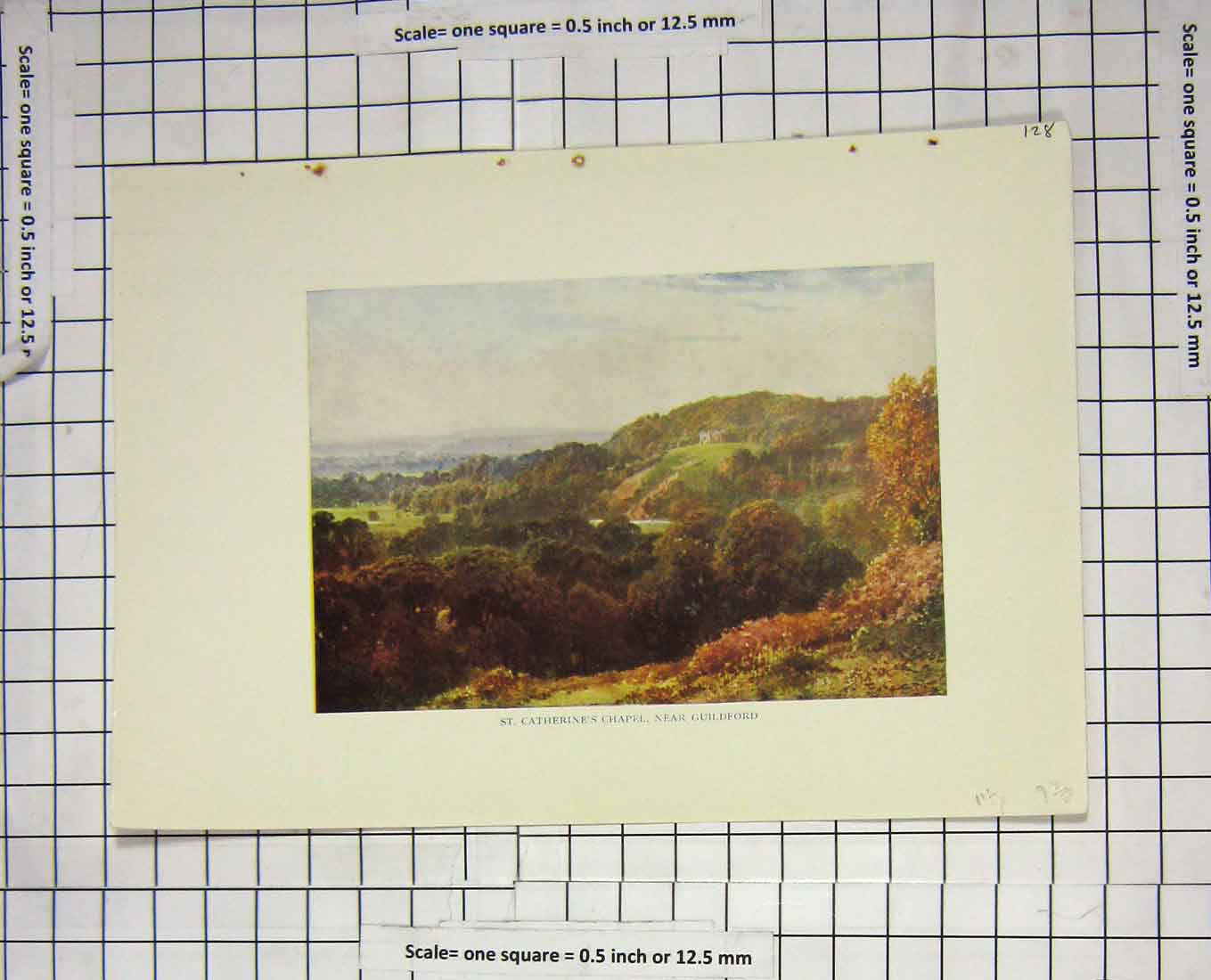 Original Old Antique Print Colour View St. Catherine'S Chapel Guildford