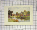 Original Old Antique Print Colour View Sonning River Boat Bridge Trees