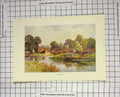 Original Old Antique Print Colour View Sonning River Bridge Boat Houses
