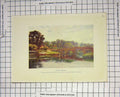 Original Old Antique Print Colour View Sonning Bridge Reading Shiplake River