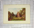 Original Old Antique Print Colour View Waverley Abbey Farnham England