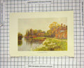 Original Old Antique Print Colour View Hampton Court River Bridge Haslehust