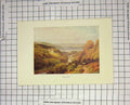 Original Old Antique Print Colour View Okehampton England River Trees