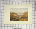 Original Old Antique Print Colour Landscape Castle River Trees Birds Country