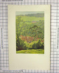 Original Old Antique Print Colour View West Wycombe Houses Trees Bathurst
