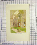 Original Old Antique Print Colour Ruins Tintern Abbey Architecture