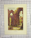 Original Old Antique Print Colour View St. John'S Ruins Architecture 20th