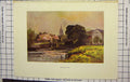 Original Old Antique Print Haslehust Colour View Marlow Lock River Church