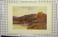 Original Old Antique Print Haslehust Colour View Streatley Hills Trees Lake