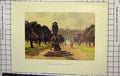 Original Old Antique Print Haselhust Colour Buckingham Palace London Statue