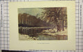 Original Old Antique Print Haselhust Colour Long Water Winter Snow