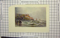 Original Old Antique Print Colour Stormy Sea Torquay Ciffs