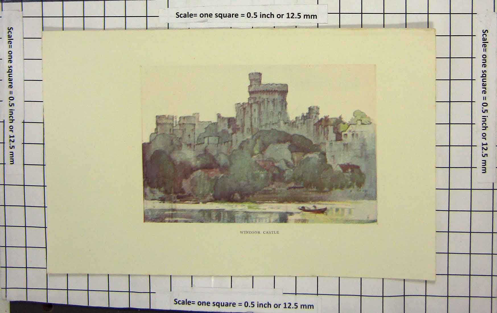 Original Old Antique Print Ref.904 Colour View Windsor Castle London England