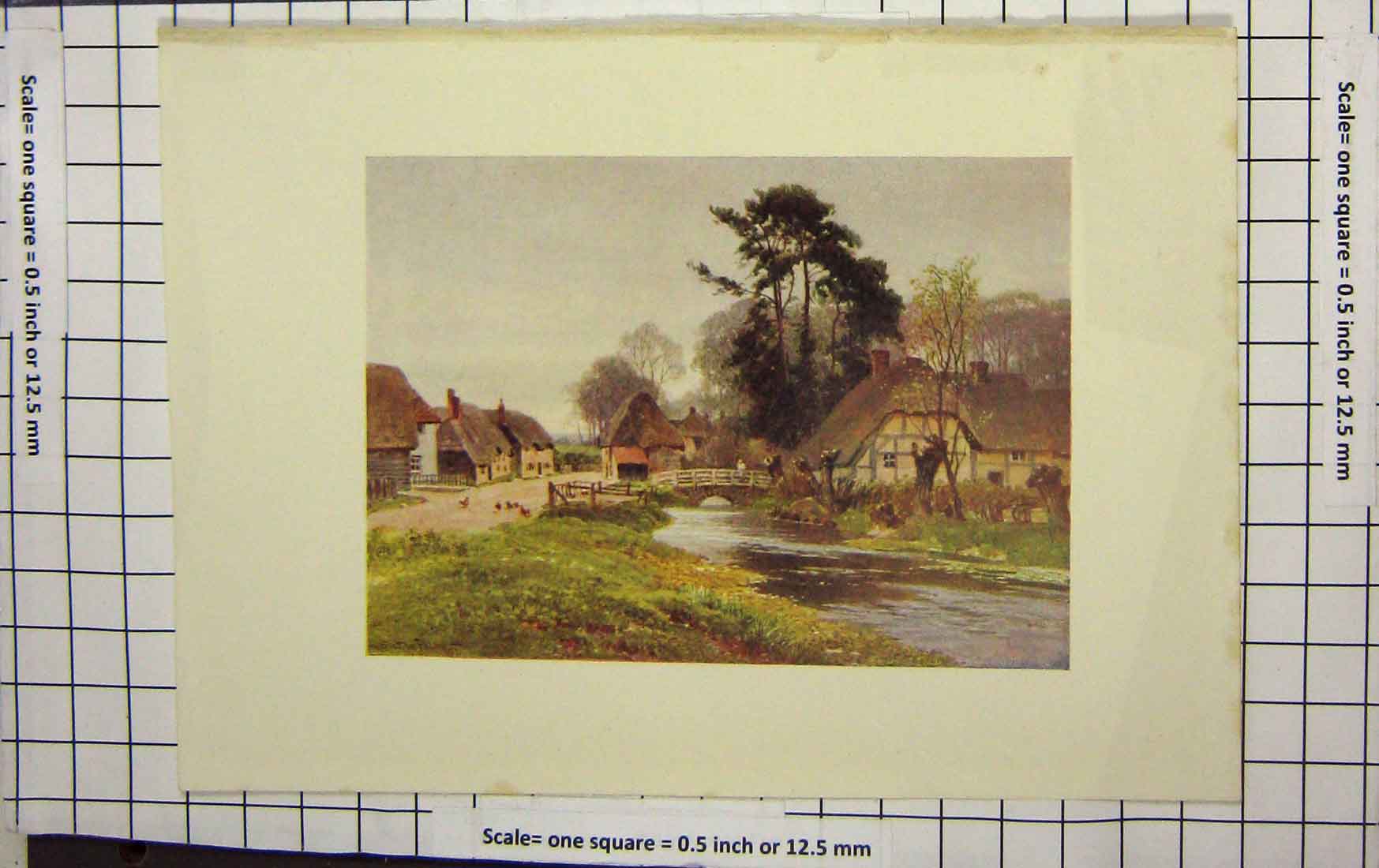 Original Old Antique Print Colour East Garston Lambourn Valley Berks England