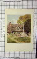 Original Old Antique Print Palmer Colour View Berkshire Village England