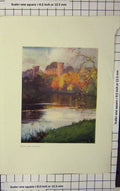 Original Old Antique Print Colour View Bothwell Castle Lanarkshire