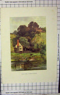 Original Old Antique Print Haslehust Colour Fa'S Dyke Bridge Sollers River 19th