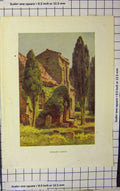 Original Old Antique Print Haslehust Colour Exterior Studland Church Graves