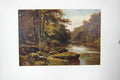 Original Old Antique Print Colour Wharf Strid Yorkshire England River