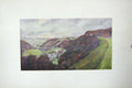 Original Old Orginal Antique Print COLOUR RIEVAULX ABBEY GRECIAN TEMPLES HILLS
