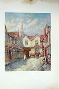 Original Old Antique Print Colour Palace Yard Coventry Houses Horses
