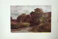 Original Old Antique Print Colour Wey Hankley Common Tilford Lake Trees