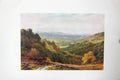 Original Old Antique Print Colour View Gibbet Hindhead Trees Hills Country